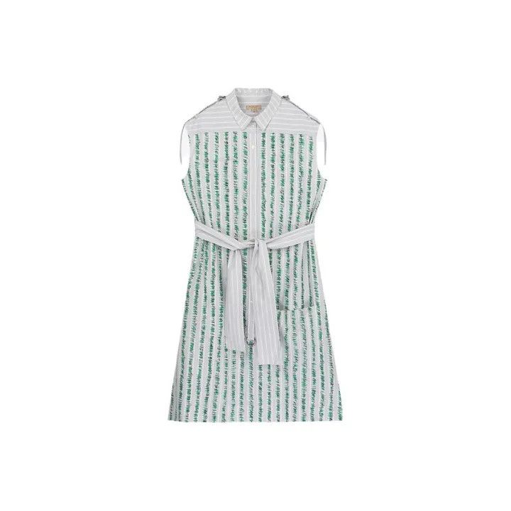 Burberry Burberry Striped Floral Sleeveless Dress 0079 Size S / US 4 / IT 40 - 1 Thumbnail