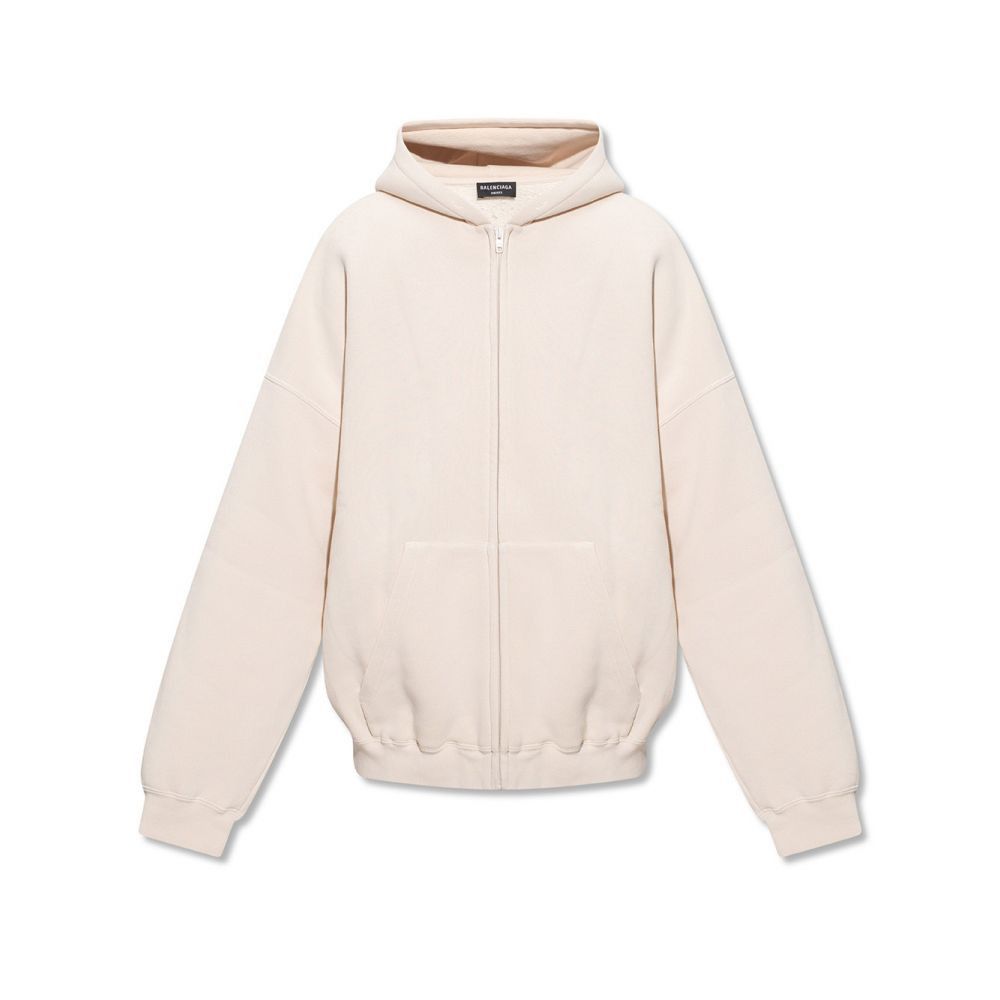 Balenciaga o1bcso1str1024 Zip-Up Hoodie Oversize Fit in Light Beige Size US M / EU 48-50 / 2 - 1 Thumbnail
