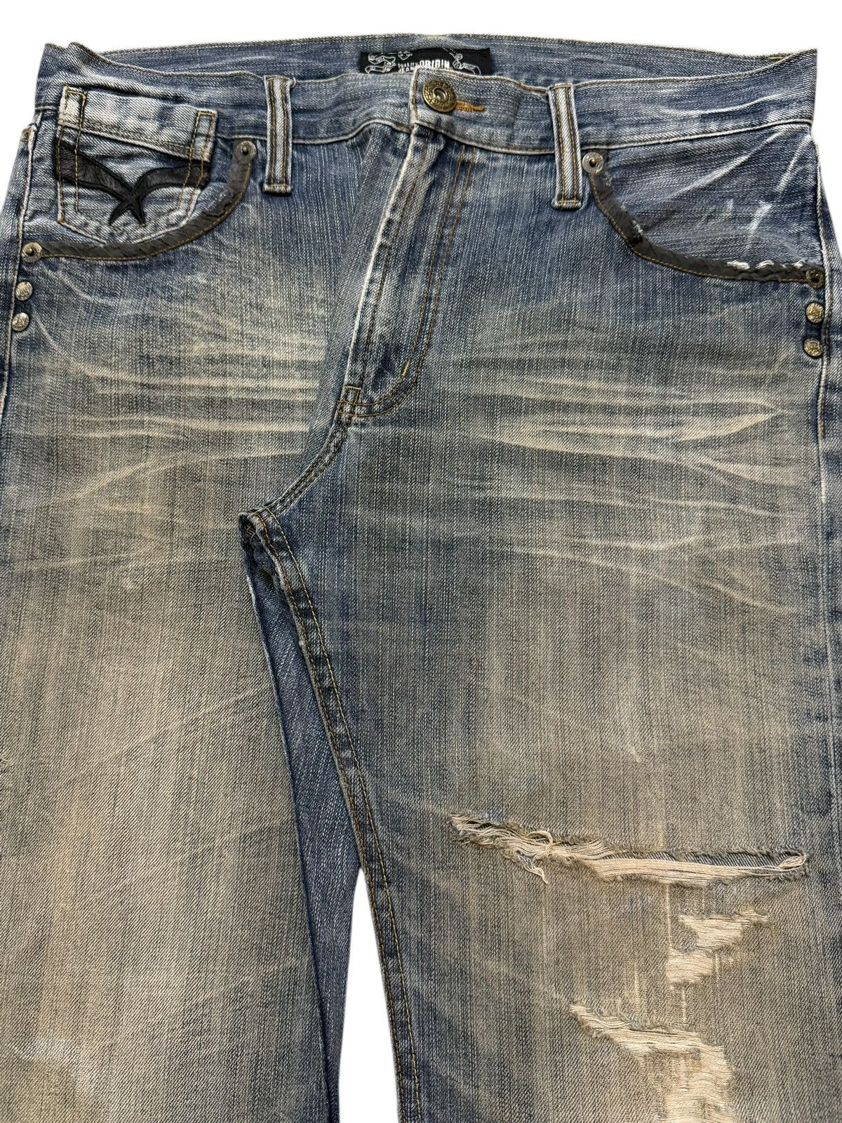 If Six Was Nine Vintage Japanese Brand Mud Wash Faded Distress Straight Leg Size US 34 / EU 50 - 4 Thumbnail