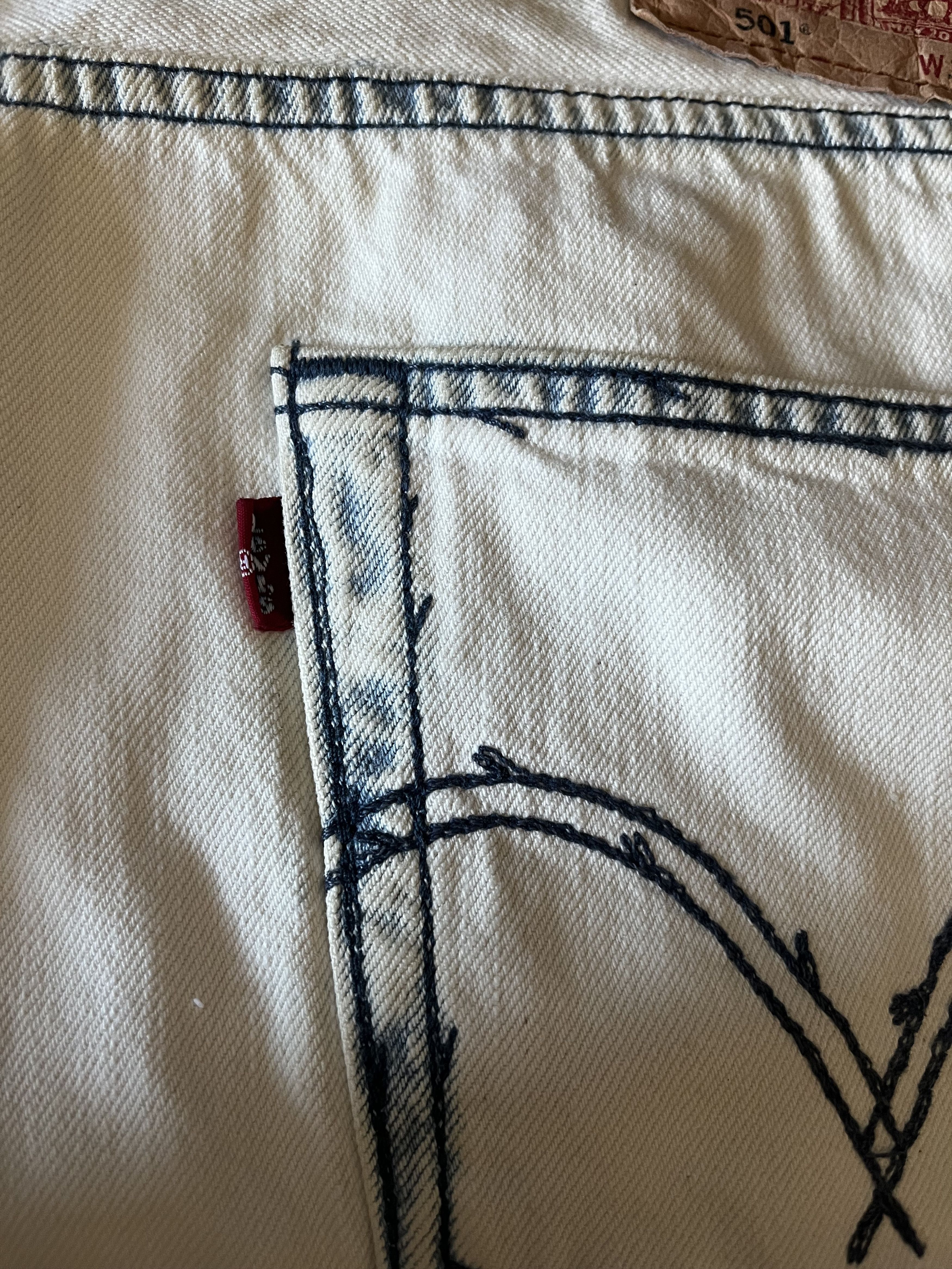 Levi's Vintage Clothing Vintage Levi’s 501 White Jeans – Rare, T01 Button Size US 34 / EU 50 - 3 Thumbnail