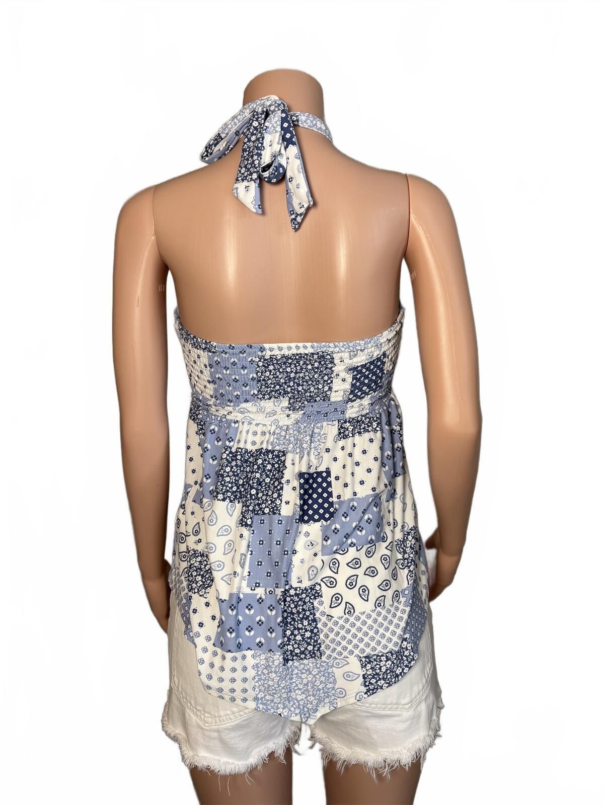 Other Boho Blue Patchwork Halter Top Flowy Summer Festival Medium Size M / US 6-8 / IT 42-44 - 5 Thumbnail