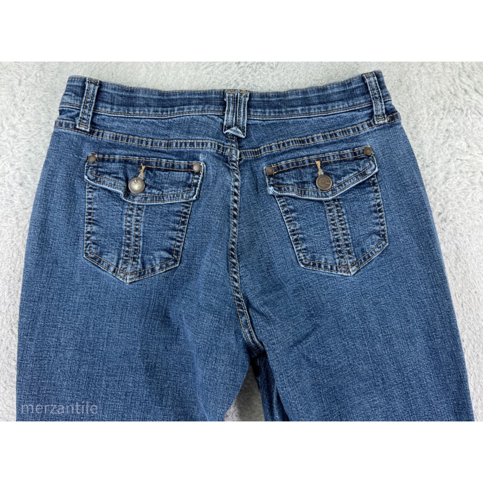Lee Lee Jeans Womens 10P Mid Rise Blue Denim Bootcut Stretch Cotton Western Size 32" / US 10 / IT 46 - 3 Thumbnail