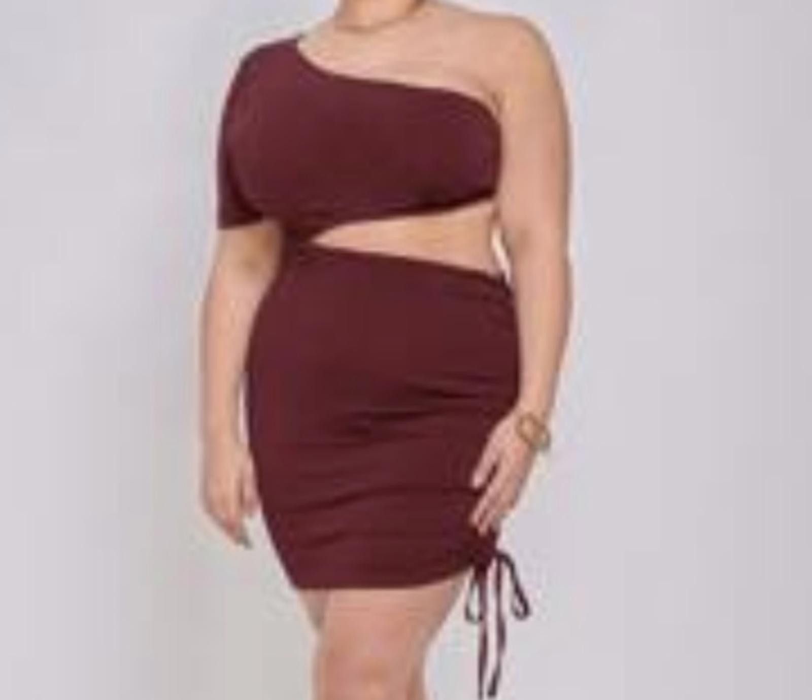 Designer Stylish Red Cut-Out Bodycon Dress Size 4XL / US 24-26 - 1 Thumbnail