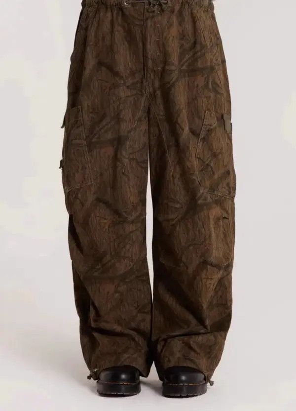 VIBE Retro leaf pattern workwear drawstring casual trousers Size US 30 / EU 46 - 2 Thumbnail