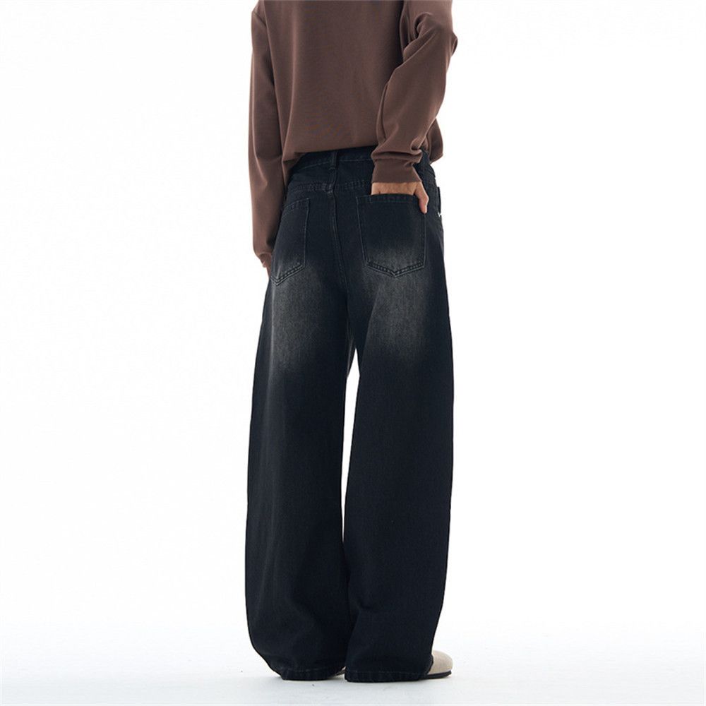 Japanese Brand Men's loose-fitting wide-leg distressed casual curved jeans Size US 32 / EU 48 - 3 Thumbnail