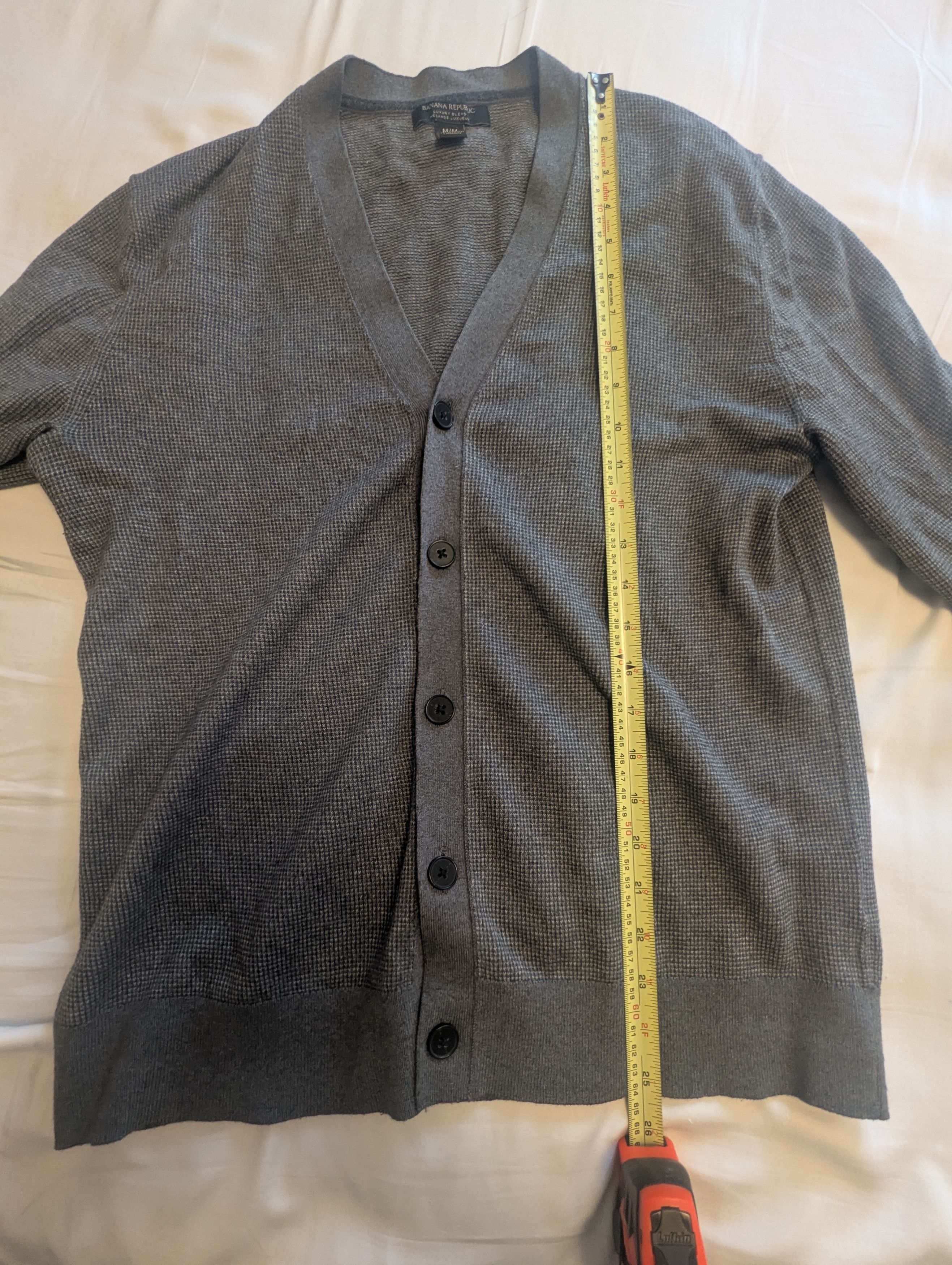Banana Republic Men's Banana Republic Grey Silk/Cashmere Blend Cardigan Size US M / EU 48-50 / 2 - 3 Thumbnail