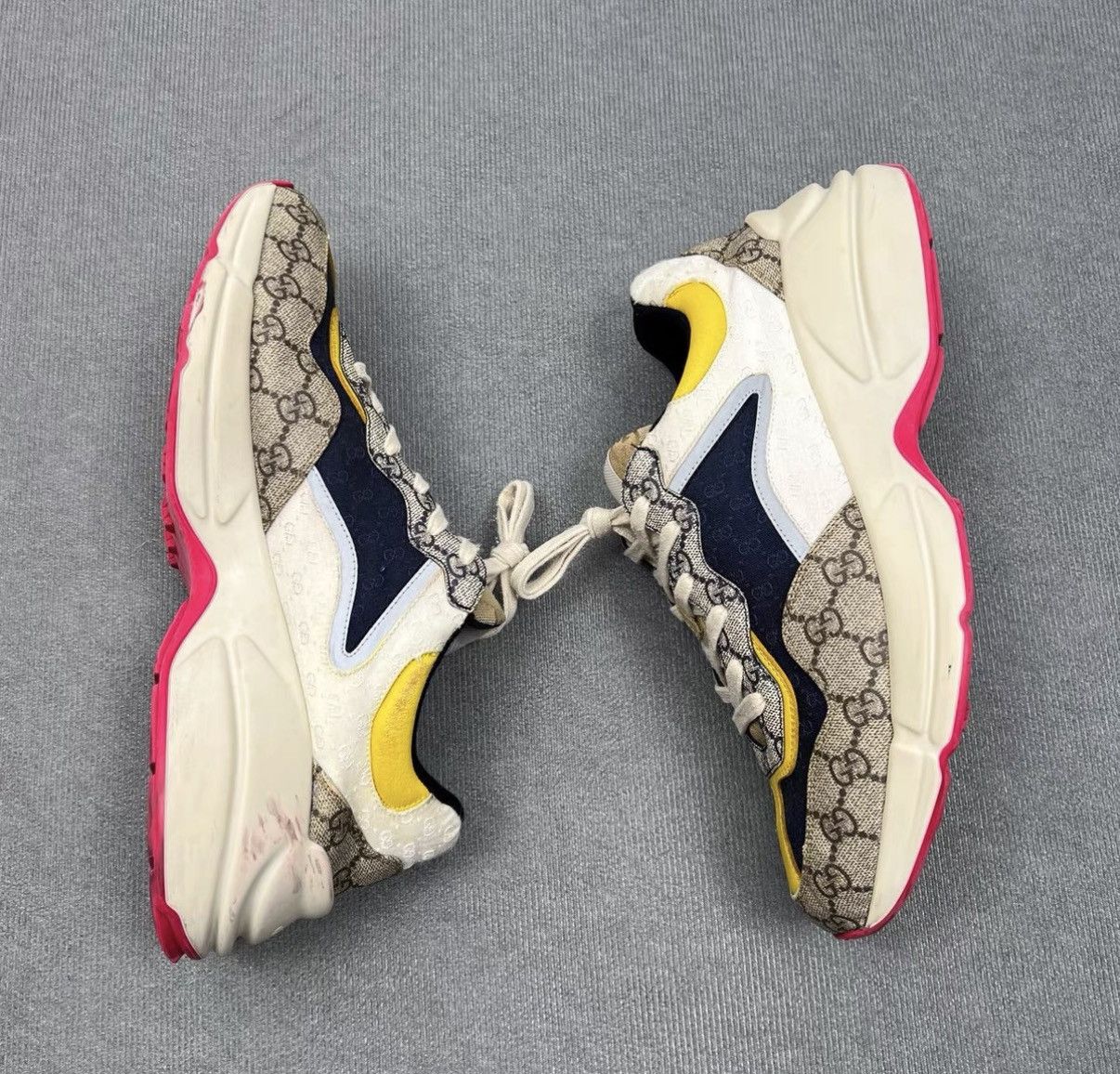 Dior Gucci Rhyton Yellow & Pink Monogram Logo Dad Sneakers Size US 9 / EU 42 - 6 Thumbnail