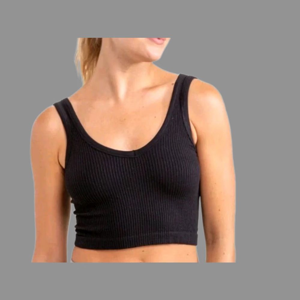 Vintage Mono B Effortless Ribbed Tank Black-Medium NWT Women Tank M Black Cotton Blend? Size ONE SIZE - 1 Thumbnail