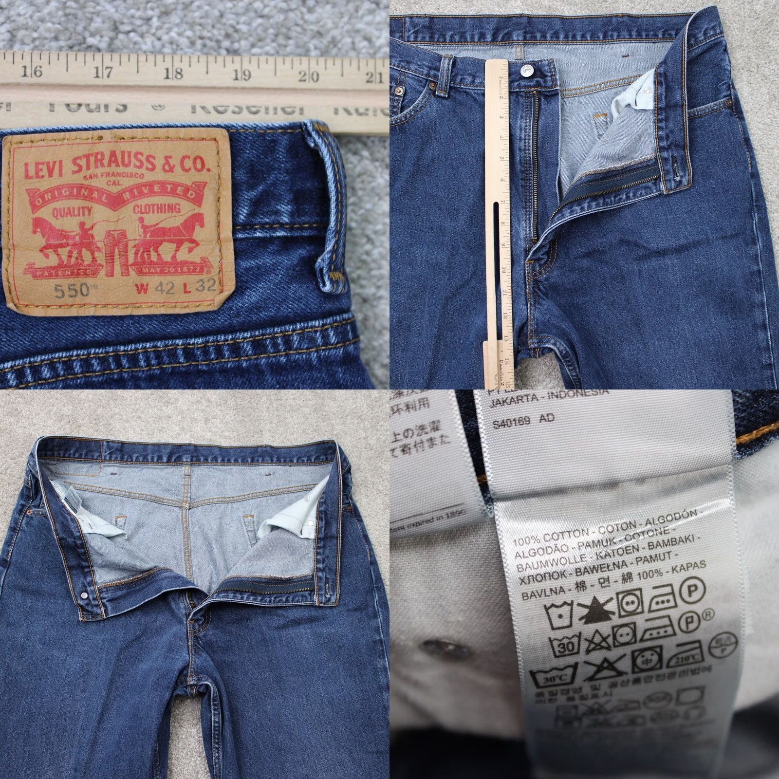 Levi's Levi's 550 Jeans Mens 42x32 Blue Relaxed Straight 5-Pocket Denim Cotton Size US 42 / EU 58 - 8 Thumbnail