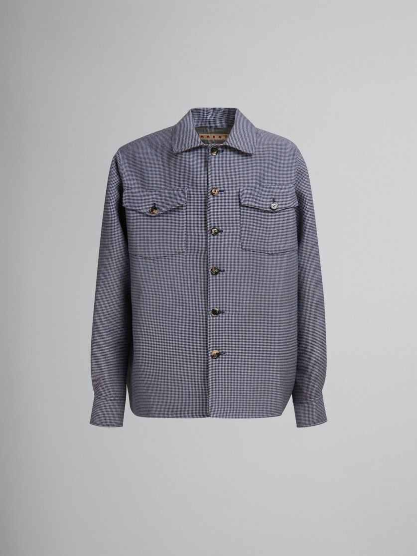 Marni o1w1db11125 Houndstooth-Print Flap-Pocket Shirt in Blue Size US L / EU 52-54 / 3 - 1 Thumbnail