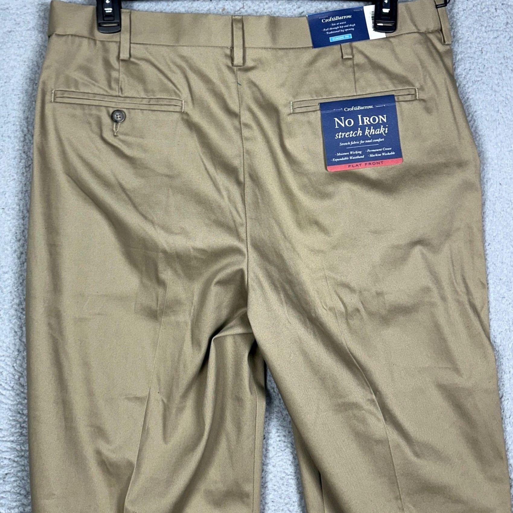 Croft & Barrow Croft & Barrow Pants Mens 36X30 Khakis Flat Front Classic Fit Stretch Beige Chino Trousers Business Casual Workwear Size US 36 / EU 52 - 2 Thumbnail