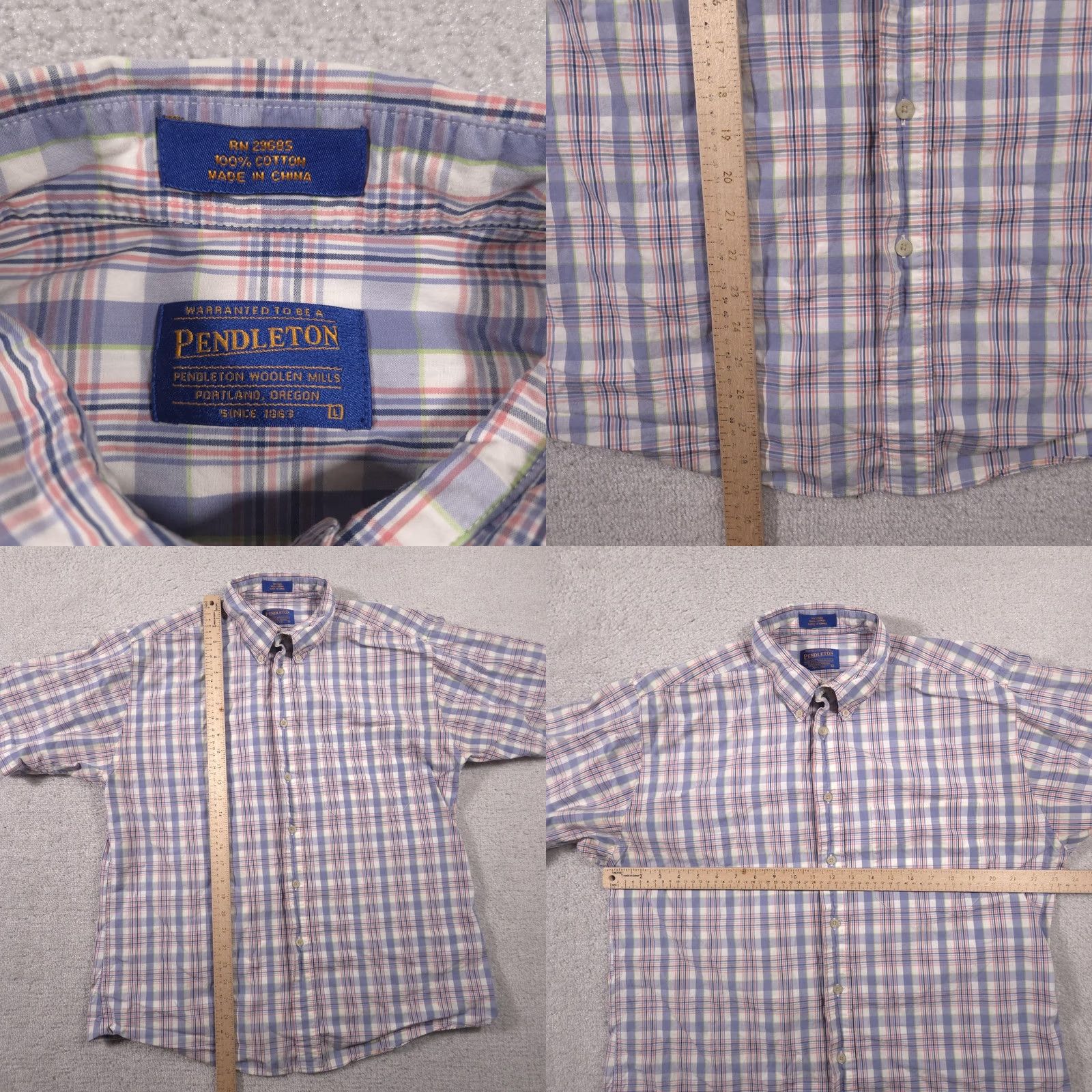 Pendleton Pendleton Shirt Mens Large Blue Plaid Short Sleeve Button-Down Casual Summer Size US L / EU 52-54 / 3 - 8 Thumbnail