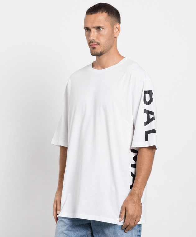 Balmain o1y0426 Logo Crewneck T-Shirt in White Size US S / EU 44-46 / 1 - 2 Thumbnail