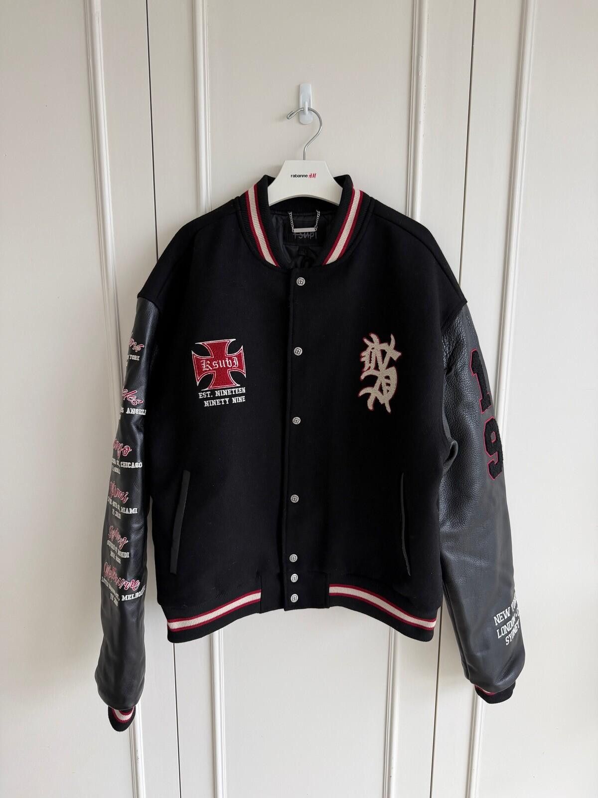 Ksubi new Ksubi mens varsity bomber jacket wool leather medium m Size US M / EU 48-50 / 2 - 1 Thumbnail