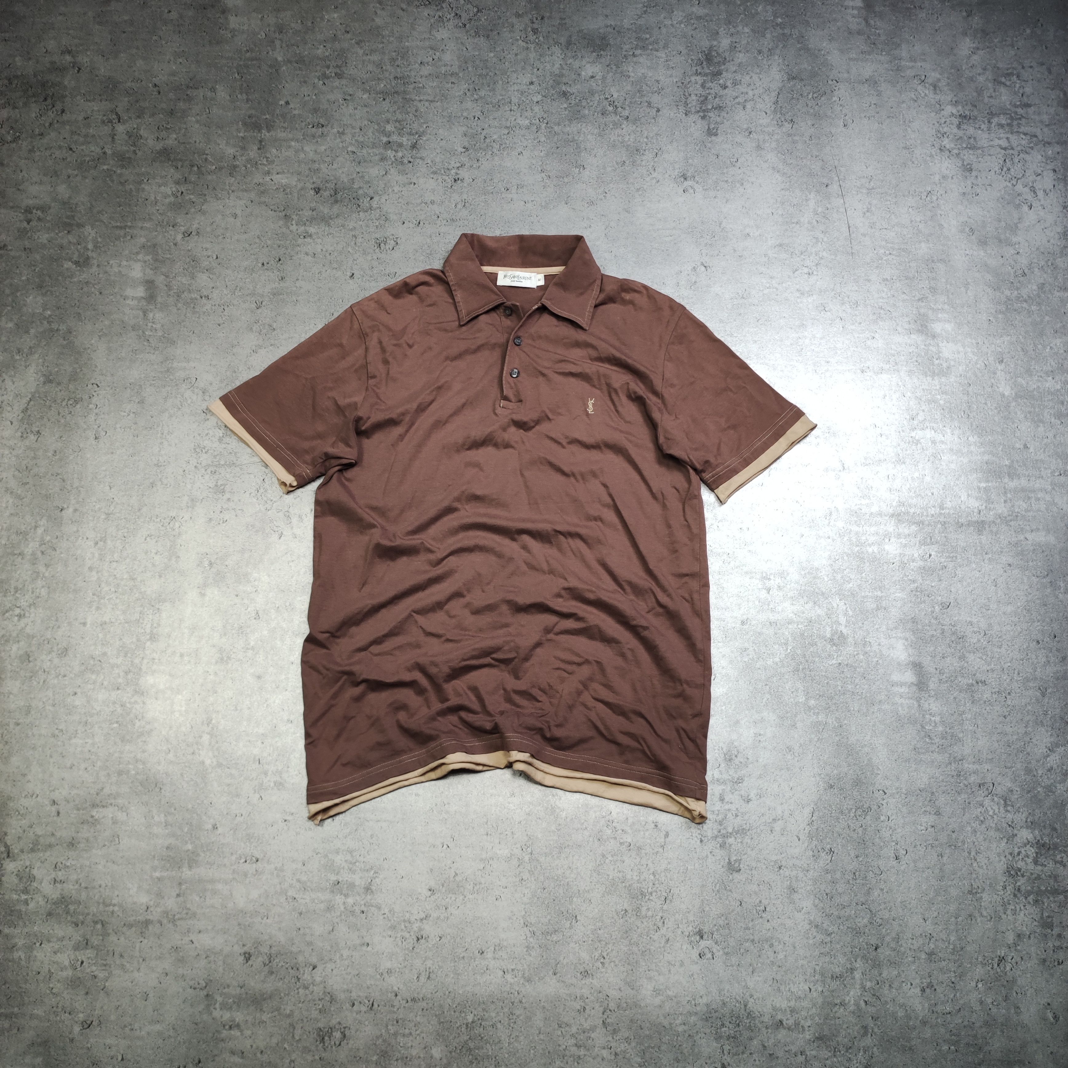 Vintage × Yves Saint Laurent RARE Vintage 90s YSL Yves Saint Laurent Brown Mocha Polo Size US M / EU 48-50 / 2 - 1 Thumbnail