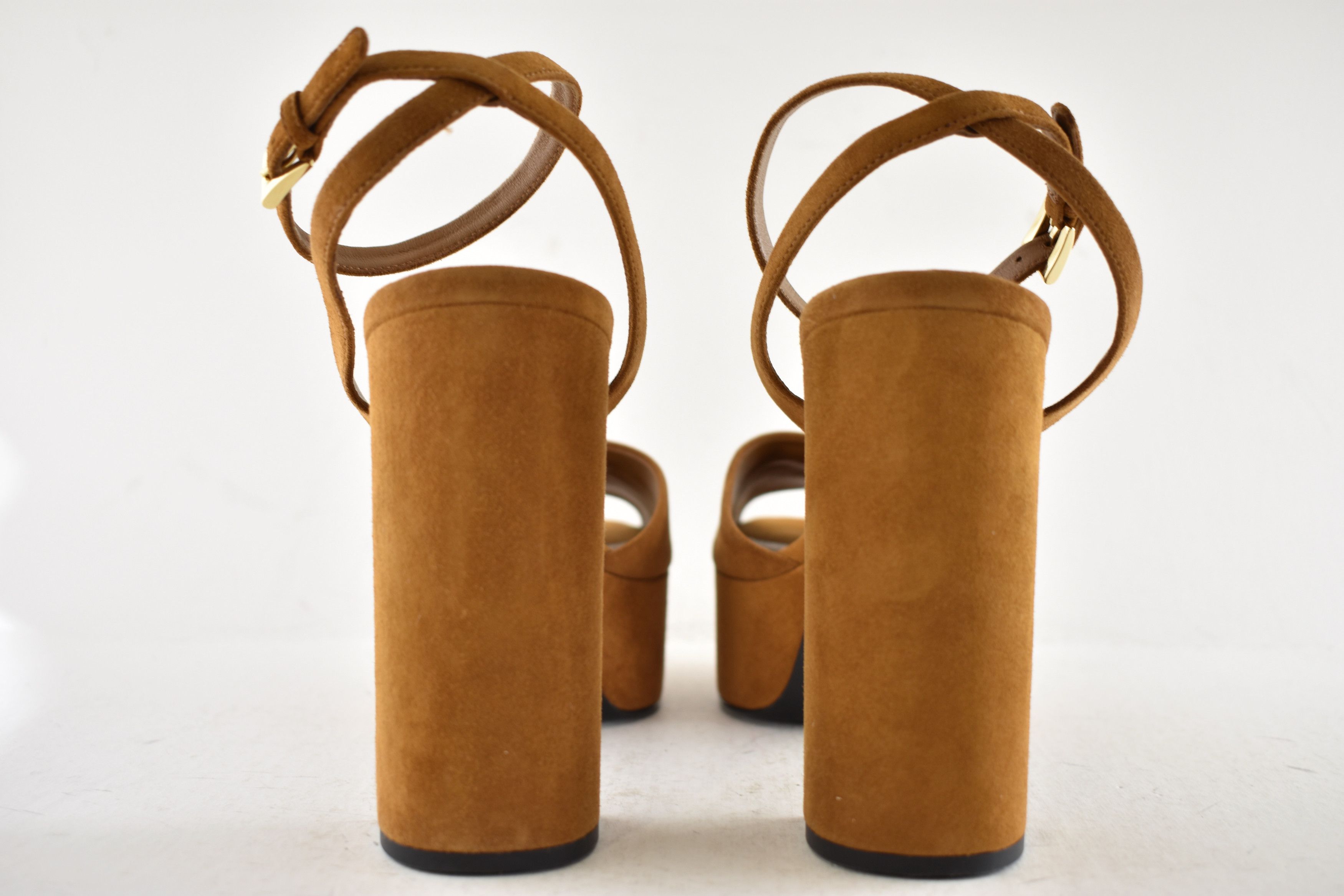 Prada Prada 115 Cognac Suede Platform Sandal Block Heel Pump 38.5 Size US 8.5 / IT 38.5 - 18 Thumbnail