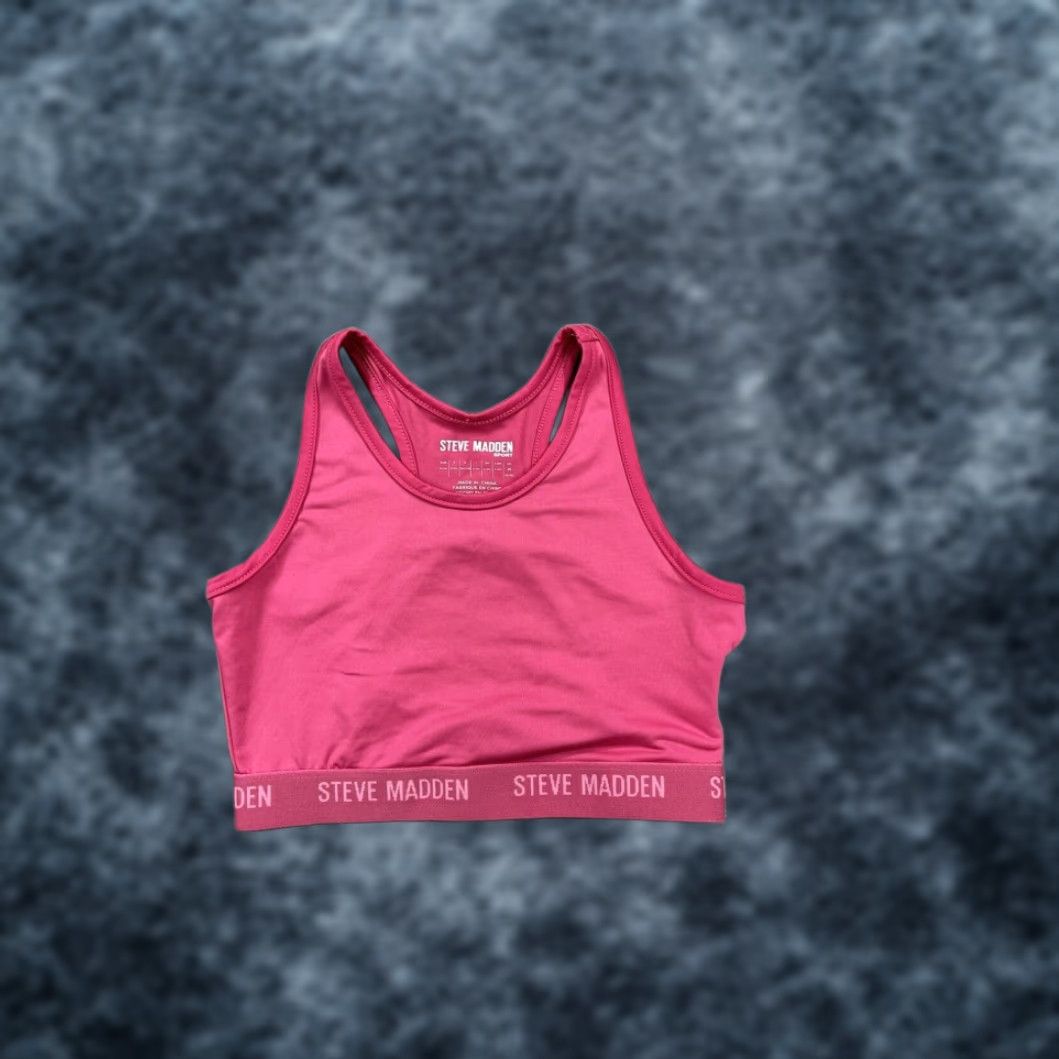 Steve Madden Sports Bra Womens Medium Pink Crisscross Non Padded Workout Yoga