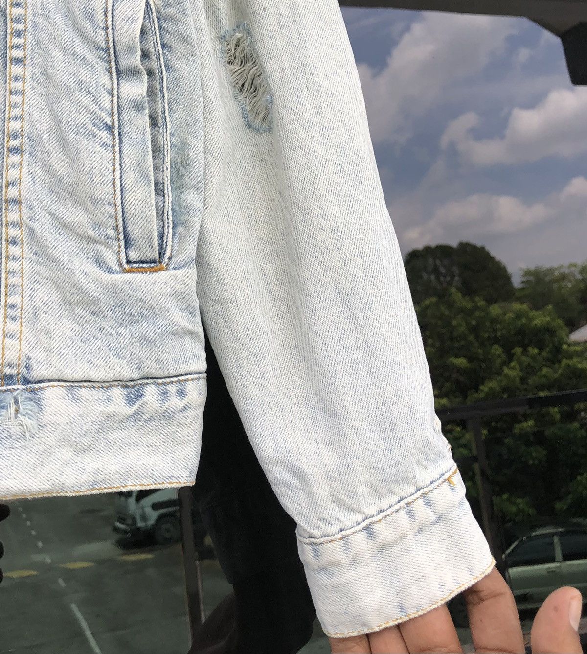 Zara Zara Mens Light Blue Studs Stones Skull Faded Wash Jacket Size US M / EU 48-50 / 2 - 17 Thumbnail
