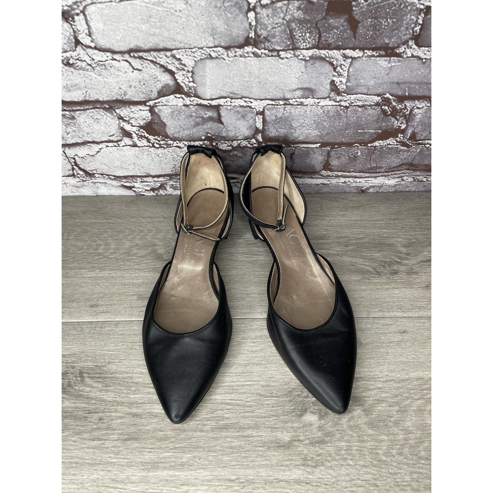 AGLINI AGL Attilio Giusti Leombruni Black Leather Pointed Strap Hee Size US 8.5 / IT 38.5 - 19 Thumbnail