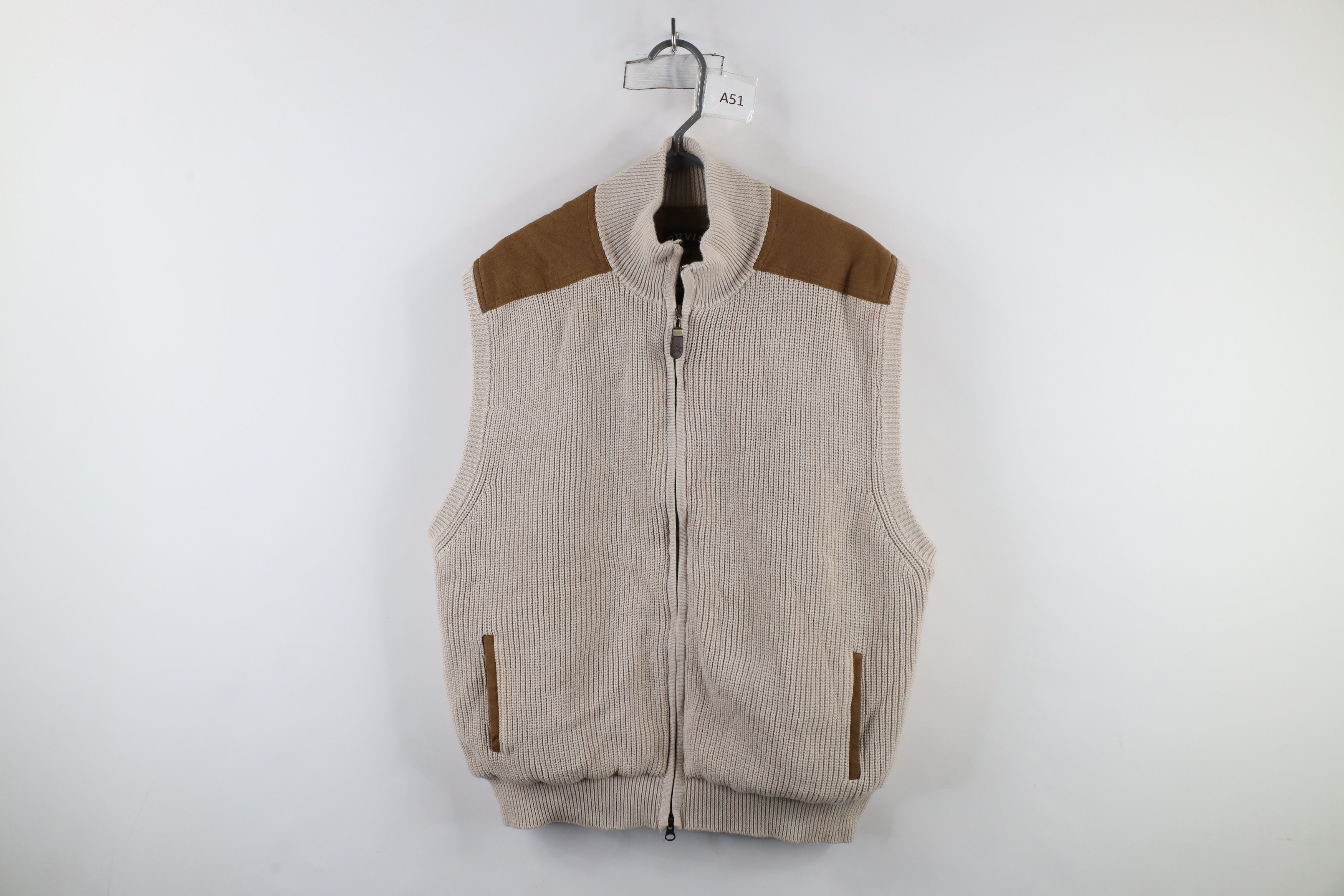 Orvis × Vintage Vintage Orvis Suede Trim Ribbed Knit Sweater Vest Jacket Size US XXL / EU 58 / 5 - 1 Thumbnail