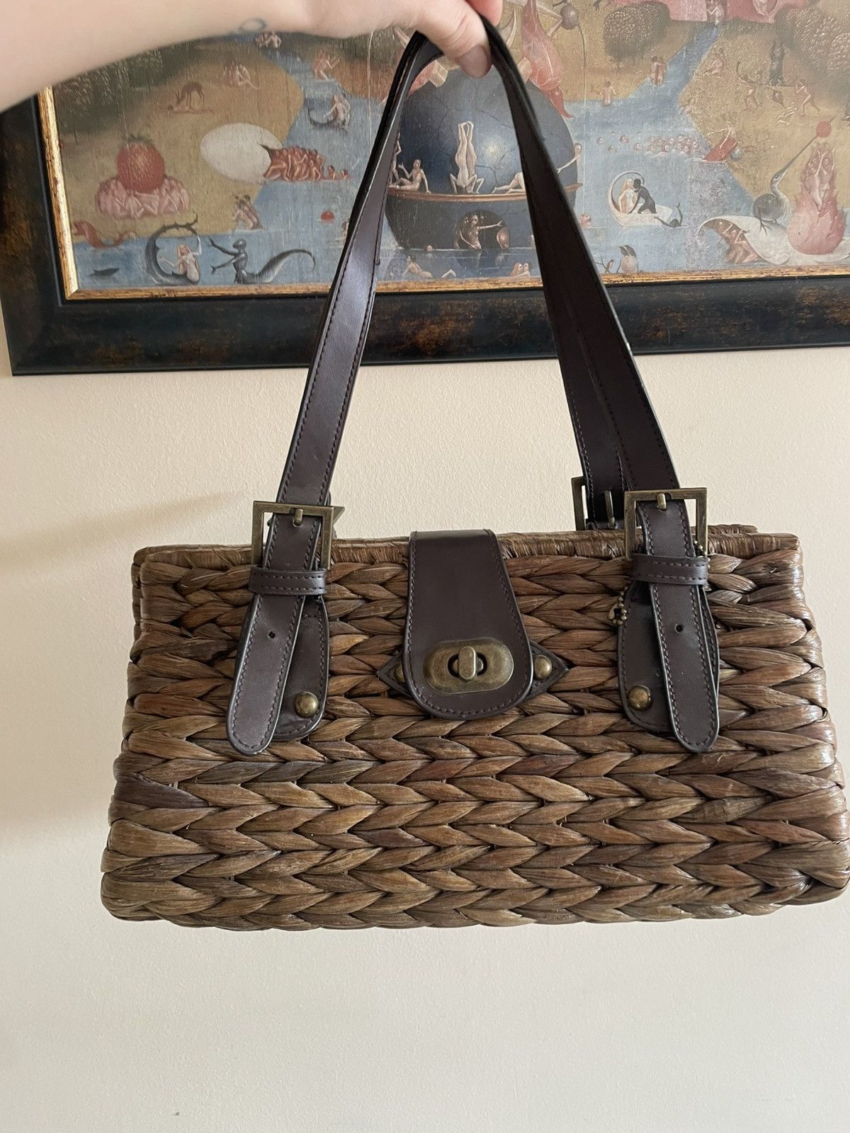 Vintage Vintage 70s / 80s rattan / bamboo basket bag handbag Size ONE SIZE - 6 Thumbnail