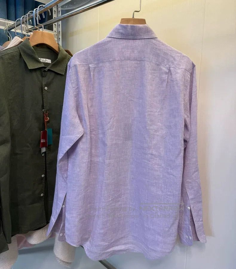 Loro Piana Loro Piana 25 New Shades of Lilac Purple Men's Linen Shirt Size XS / US 0-2 / IT 36-38 - 4 Thumbnail