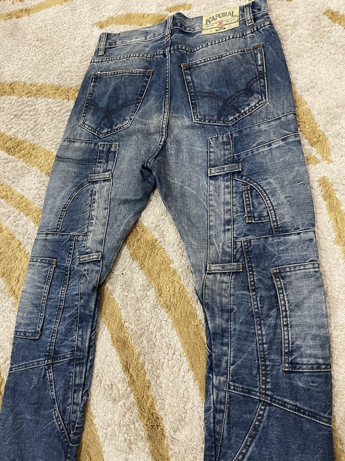 Japanese Brand DENIM FLARE JEANS. KAPORAL POCKETS PATCHES CLAW MARK Size US 31 - 3 Thumbnail