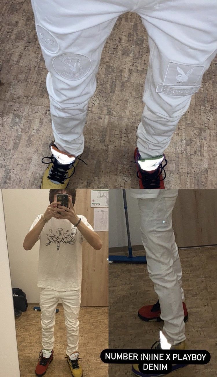 Number (N)ine × Playboy Number Nine x Playboy SS15 White Denim Jeans Very Rare Size US 32 / EU 48 - 23 Thumbnail