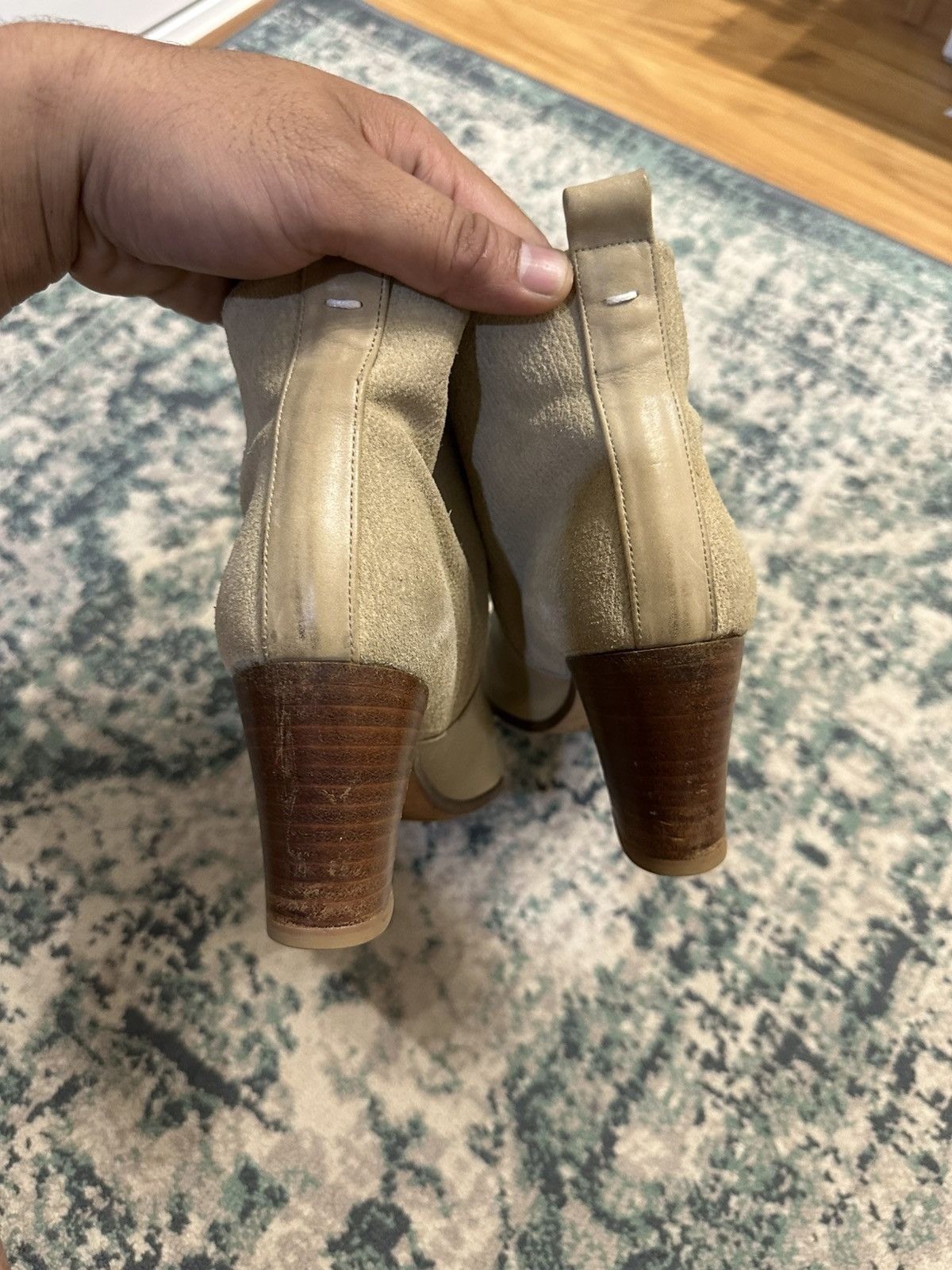 Maison Margiela Maison Martin Margiela Beige Leather and Suede Ankle Boots Size US 6 / IT 36 - 10 Thumbnail