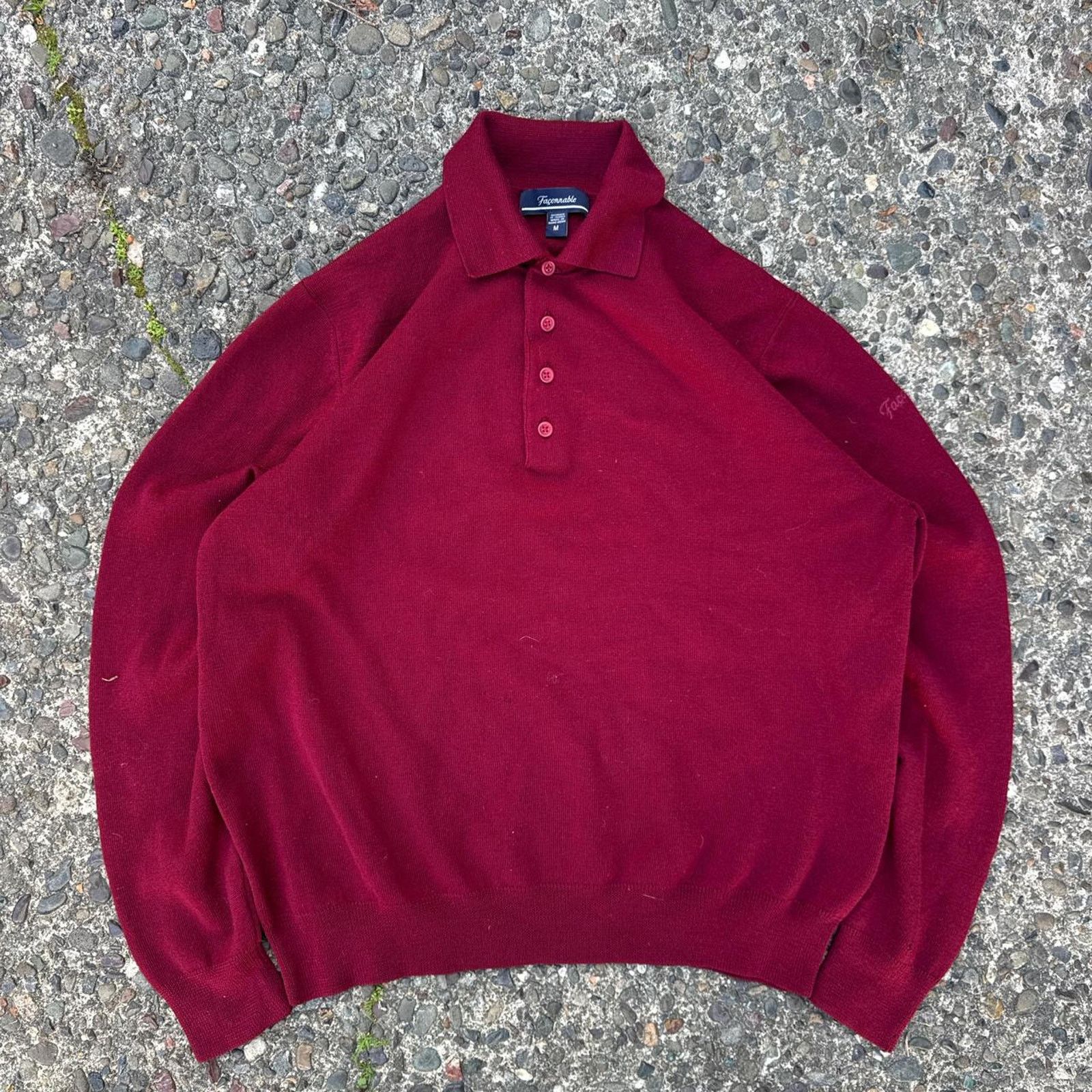 Faconnable Vintage 90s Faconnable Knit Collared Shirt – Size Medium Size US M / EU 48-50 / 2 - 1 Thumbnail