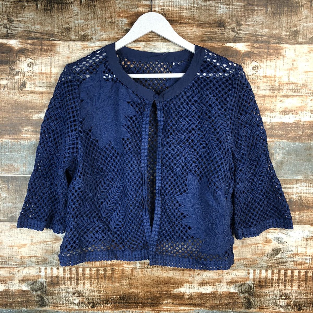 Hiroko Koshino Homme × Homespun Knitwear × Japanese Brand Hiroko Bis koshino Blue Knitwear crochet meshnet #A1557 Size M / US 6-8 / IT 42-44 - 3 Thumbnail