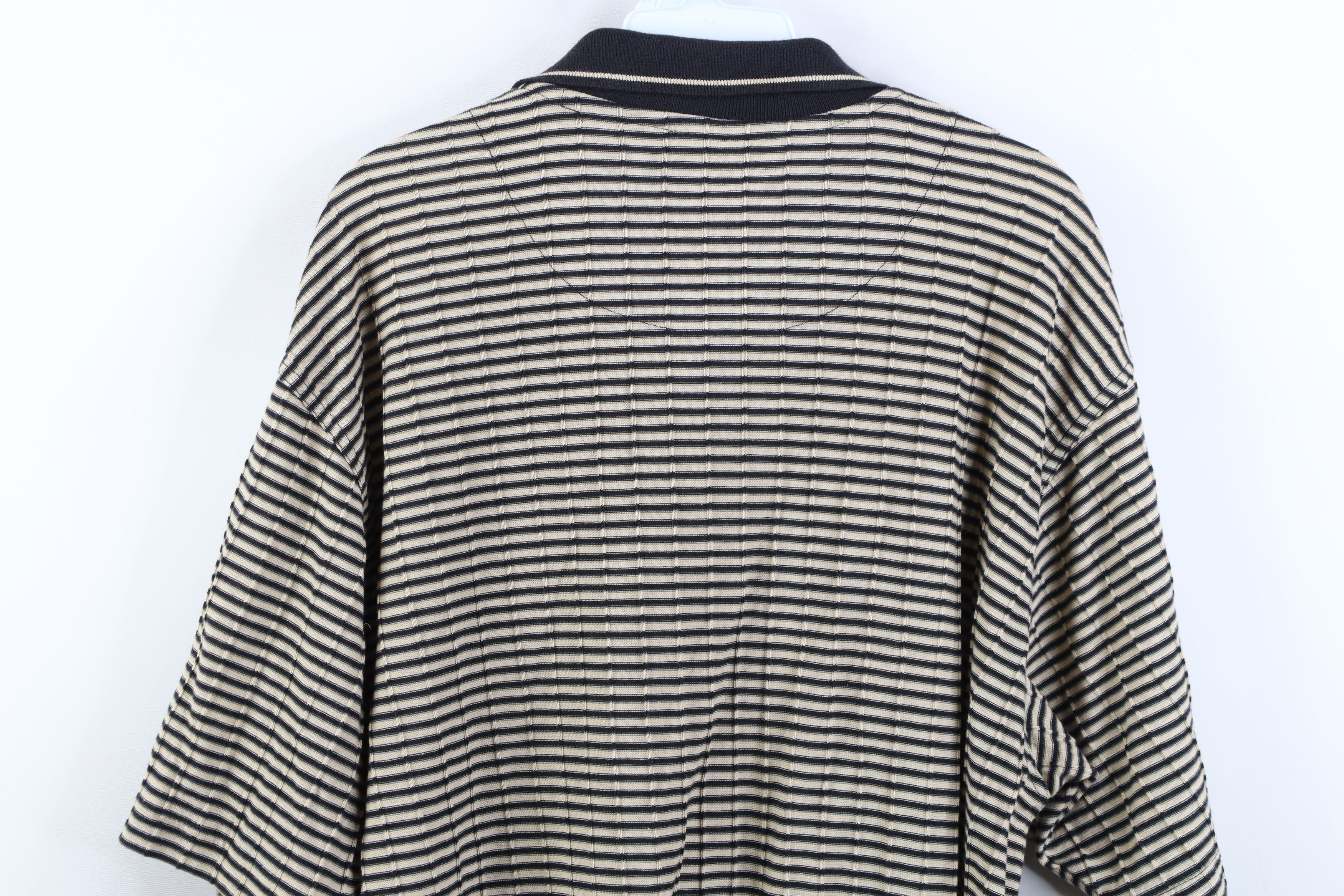 Vintage Vintage 90s Streetwear Striped Ribbed Knit Golf Polo Shirt Size US L / EU 52-54 / 3 - 10 Thumbnail