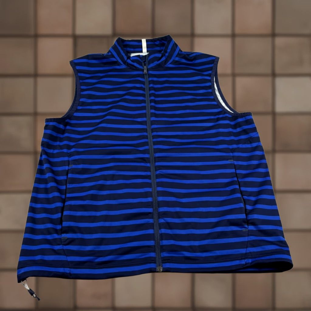 RLX Ralph Lauren VINTAGE RLX Ralph Lauren Vest Mens Large Blue Striped Windbreaker Golf Water Resistant Size US L / EU 52-54 / 3 - 1 Thumbnail