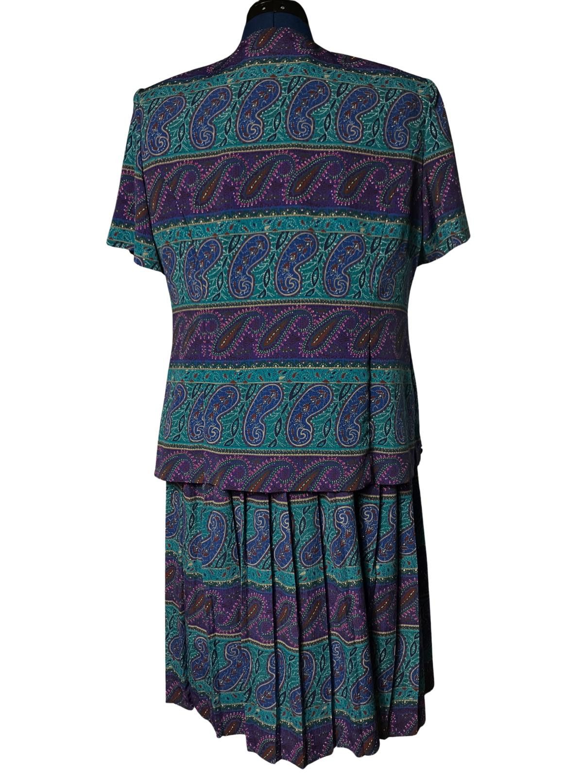 Other Leslie Fay Paisley Skirt Suit Set Petite 14WP Vintage Size XL / US 12-14 / IT 48-50 - 2 Thumbnail
