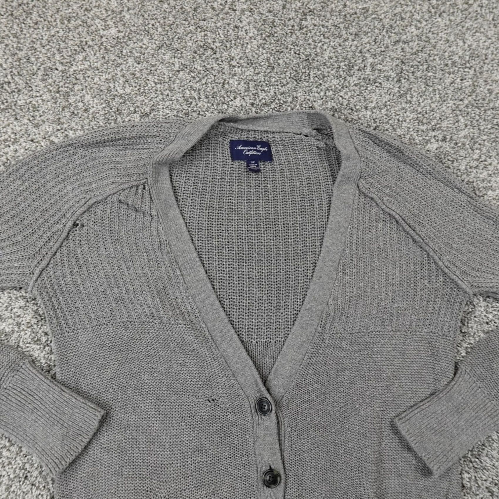 American Eagle Outfitters American Eagle Cardigan Womens S Gray Knit Button Sweater Cardigan Size S / US 4 / IT 40 - 6 Thumbnail