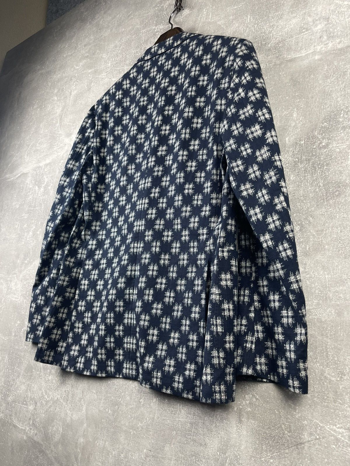 Lardini Lardini NWT Cotton White/Blue Pattern Blazer Jacket Size 48L - 7 Thumbnail