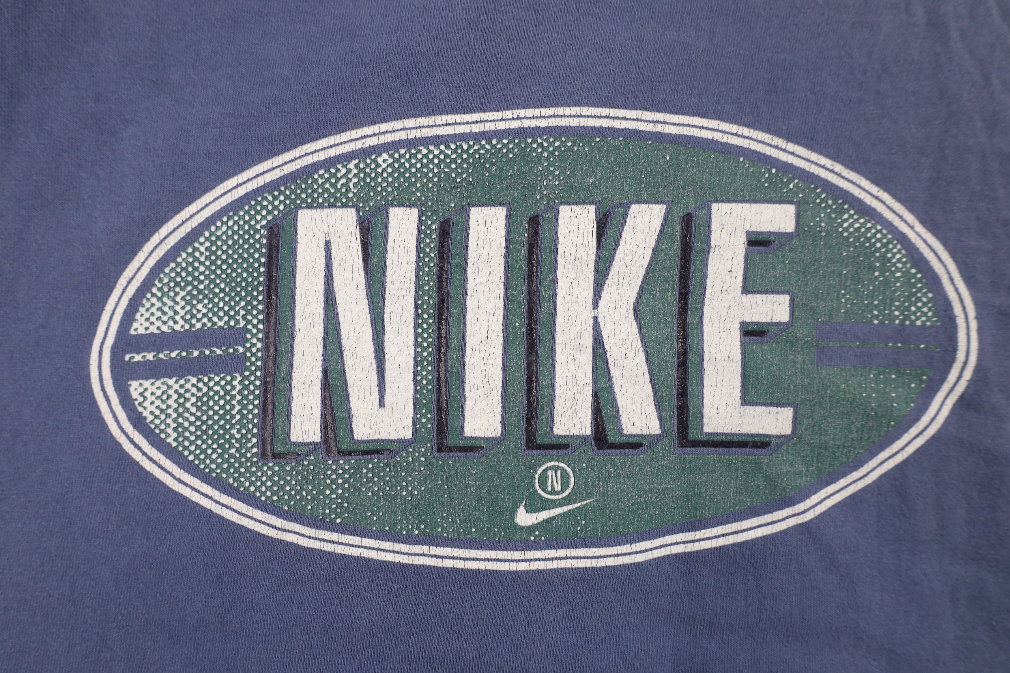 Nike × Vintage Vintage 90s Nike Spell Out Travis Scott Mini Swoosh T-Shirt Size US L / EU 52-54 / 3 - 4 Thumbnail