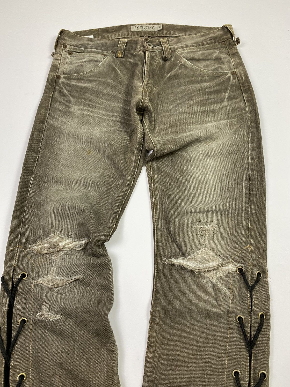 If Six Was Nine lace up trove distress jeans pant ifsixwasnine vkei style Size US 32 / EU 48 - 7 Thumbnail
