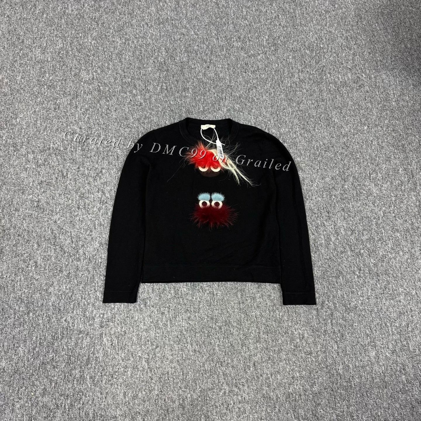 Fendi Fendi Black Wool Fur Monster Crewneck Sweatshirt Size US XXS / EU 40 - 1 Thumbnail