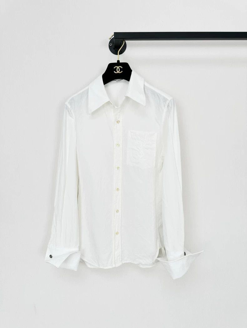Saint Laurent Paris Saint Laurent Paris Saint Laurent White Embroidered Button Size US S / EU 44-46 / 1 - 1 Thumbnail