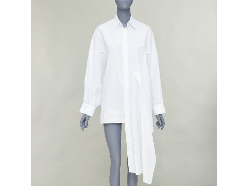 Yohji Yamamoto YOHJI YAMAMOTO white cotton oversized asymmetric high low hem shirt JP2 M Size M / US 6-8 / IT 42-44 - 1 Thumbnail