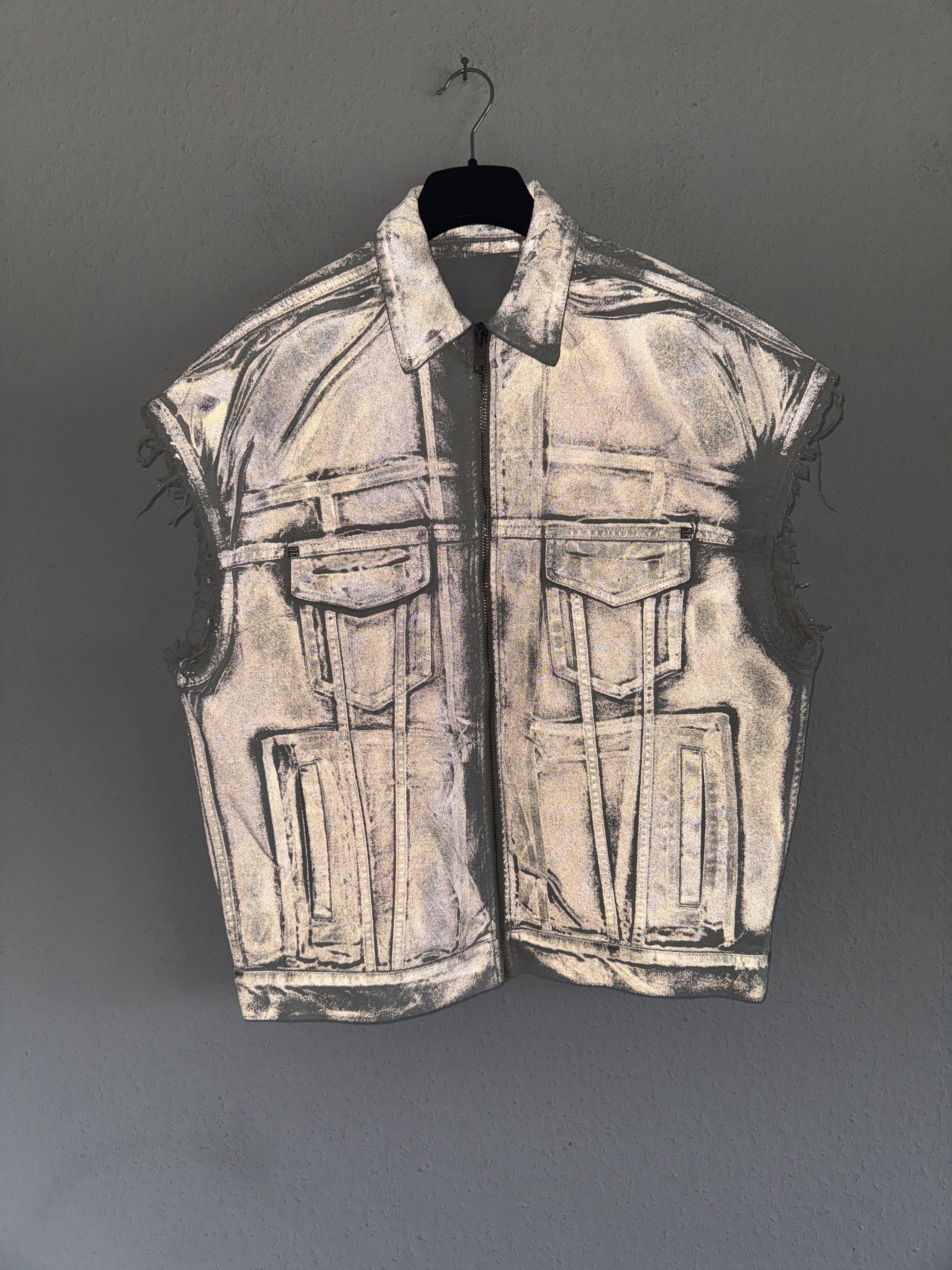 Givenchy 4G Graffiti-Print Reflective Denim Vest – Runway Sample Size US M / EU 48-50 / 2 - 3 Thumbnail