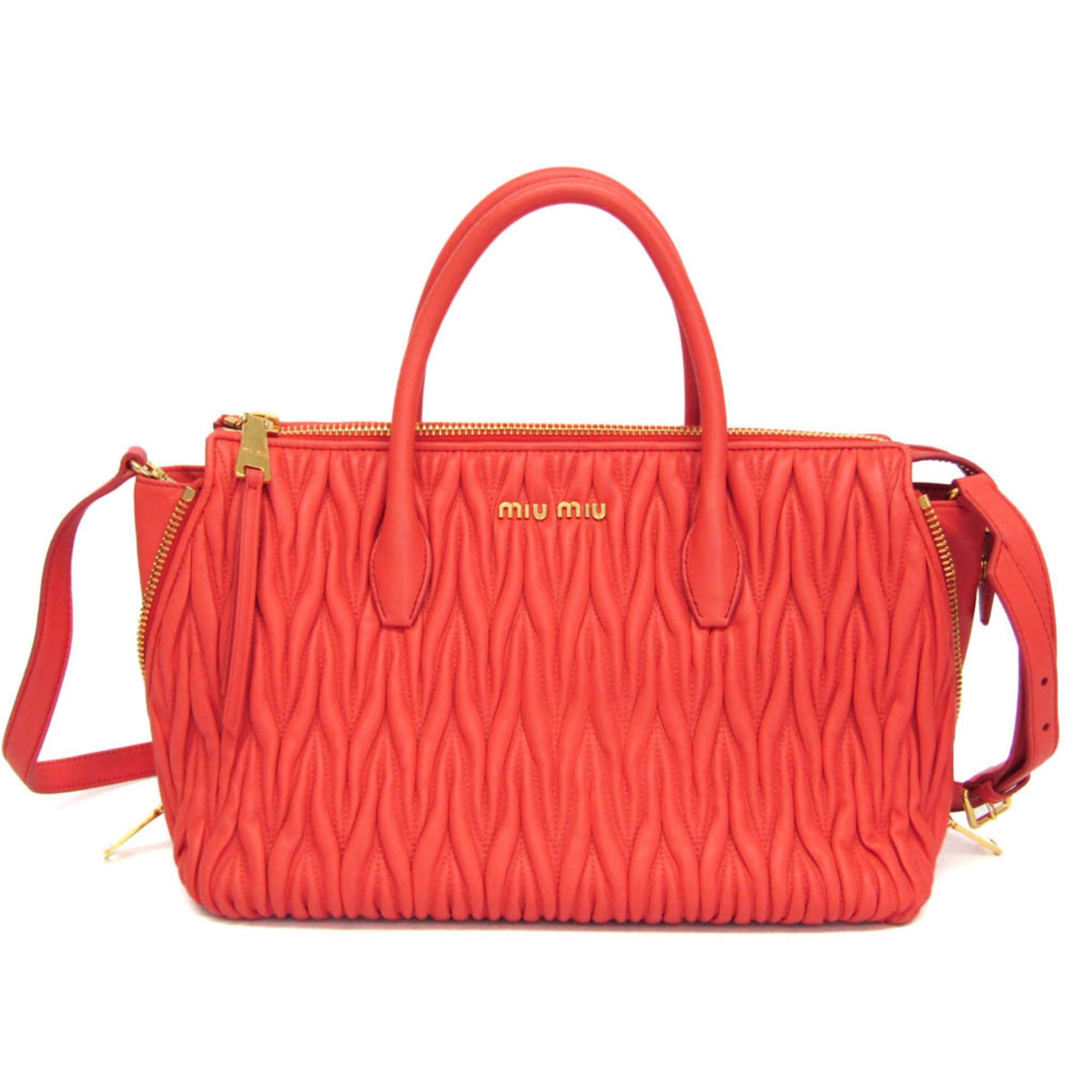 Miu Miu Miu Miu Matelasse Women's Leather Handbag,Shoulder Bag Salmon Pink Size ONE SIZE - 1 Thumbnail