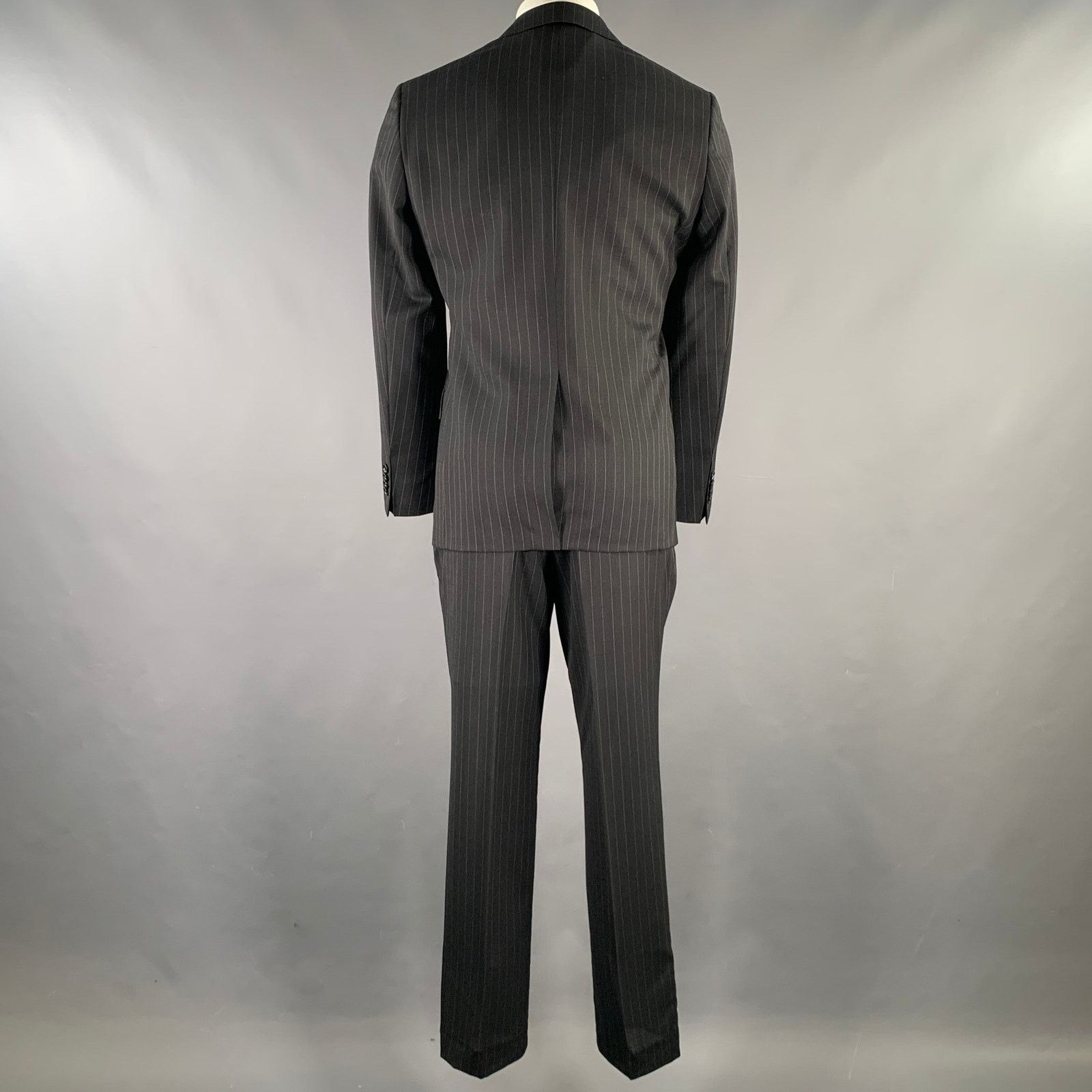 Other D'URBAN 40 Black Pinstripe Wool Notch Lapel Suit Size 40R - 4 Thumbnail
