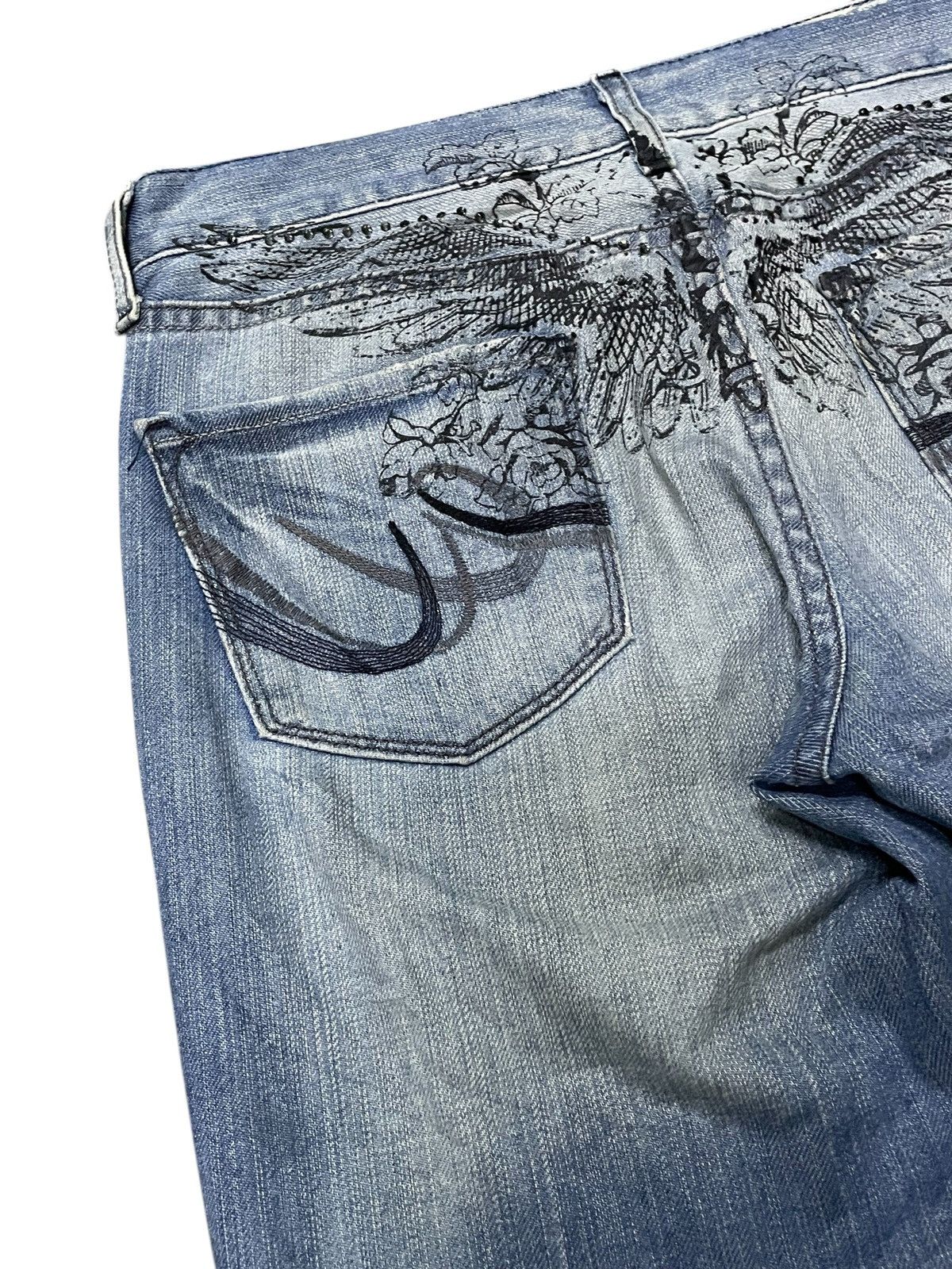 Express × Hysteric Glamour × Japanese Brand Express Jeans Tattoo Wings Tribal Flare Boot Cut Jeans Size US 30 / EU 46 - 19 Thumbnail