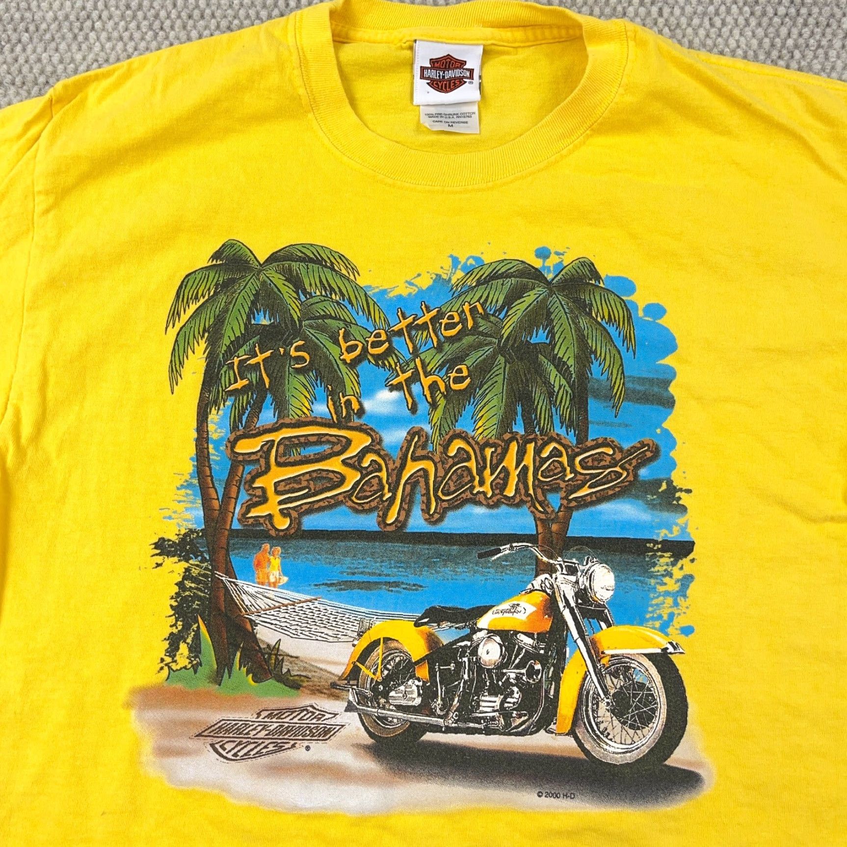 Harley Davidson VINTAGE Harley-Davidson Shirt Men M Yellow Bahamas Tee Biker Motorcycle Y2K Size US M / EU 48-50 / 2 - 3 Thumbnail