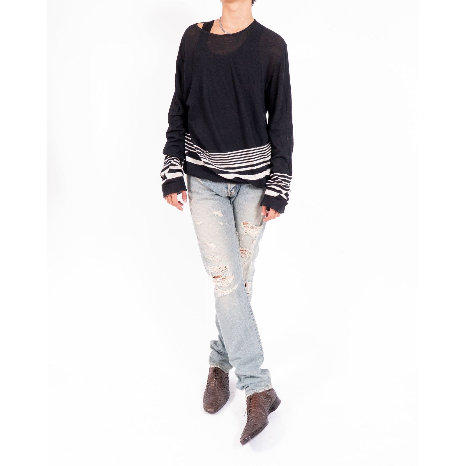 Haider Ackermann SS16 Striped Knit in Black & White Wool Size US M / EU 48-50 / 2 - 11 Thumbnail