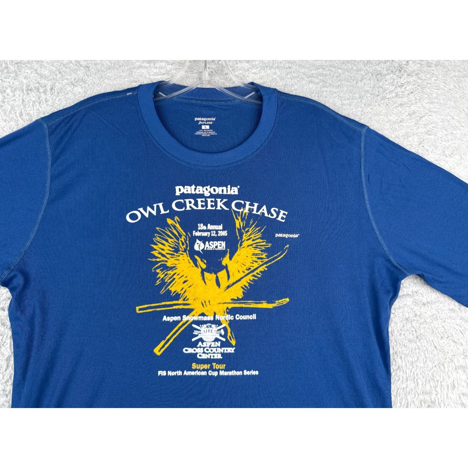 Patagonia Patagonia Shirt Adult Large Blue Capilene Polyester Owl Creek Chase Crew Neck Shirt Mens Size US L / EU 52-54 / 3 - 4 Thumbnail