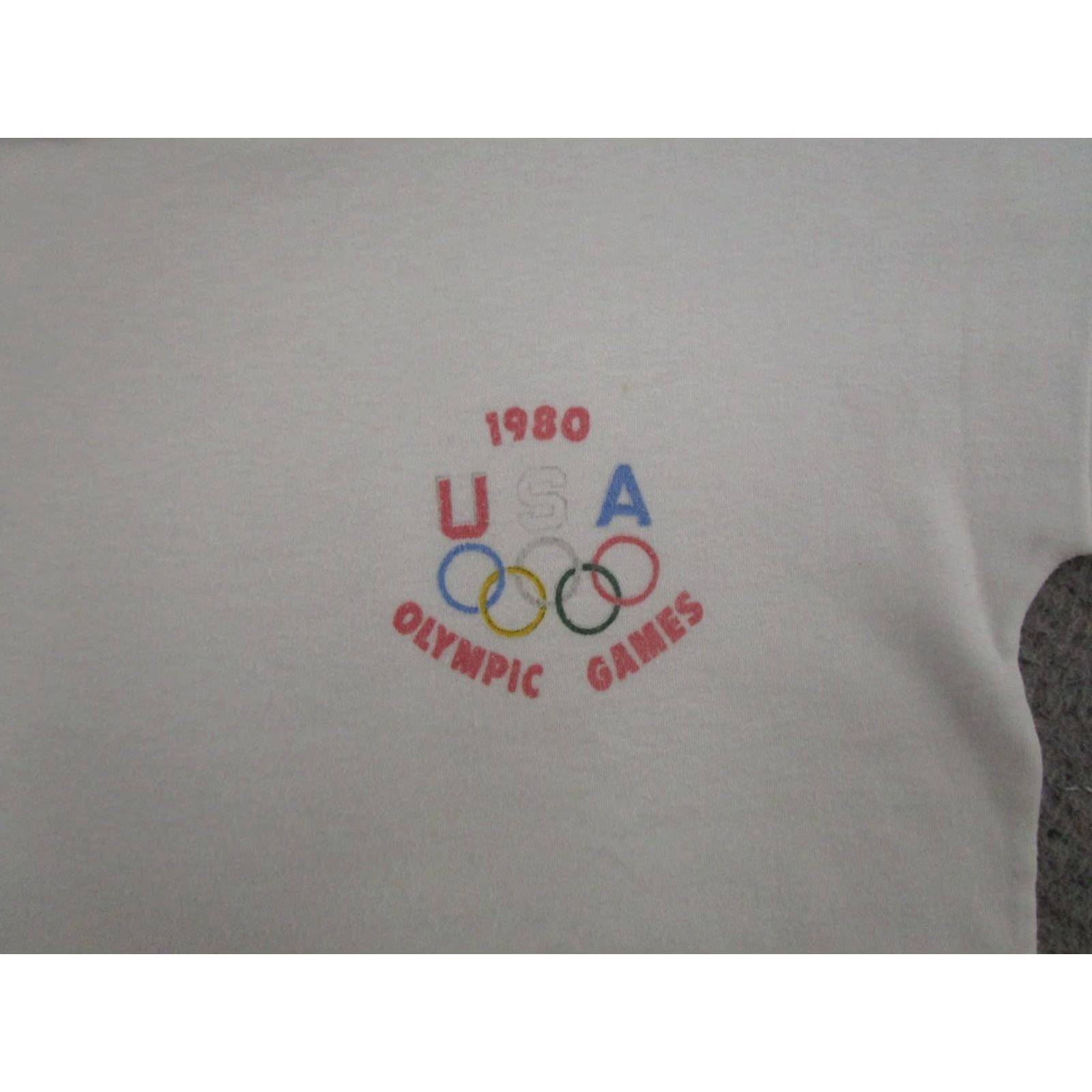 Levi's VINTAGE Levi's USA Olympic Games Short Sleeve Sweatshirt Shirt Mens L White 80s Sports Hooded Pullover Size US L / EU 52-54 / 3 - 4 Thumbnail
