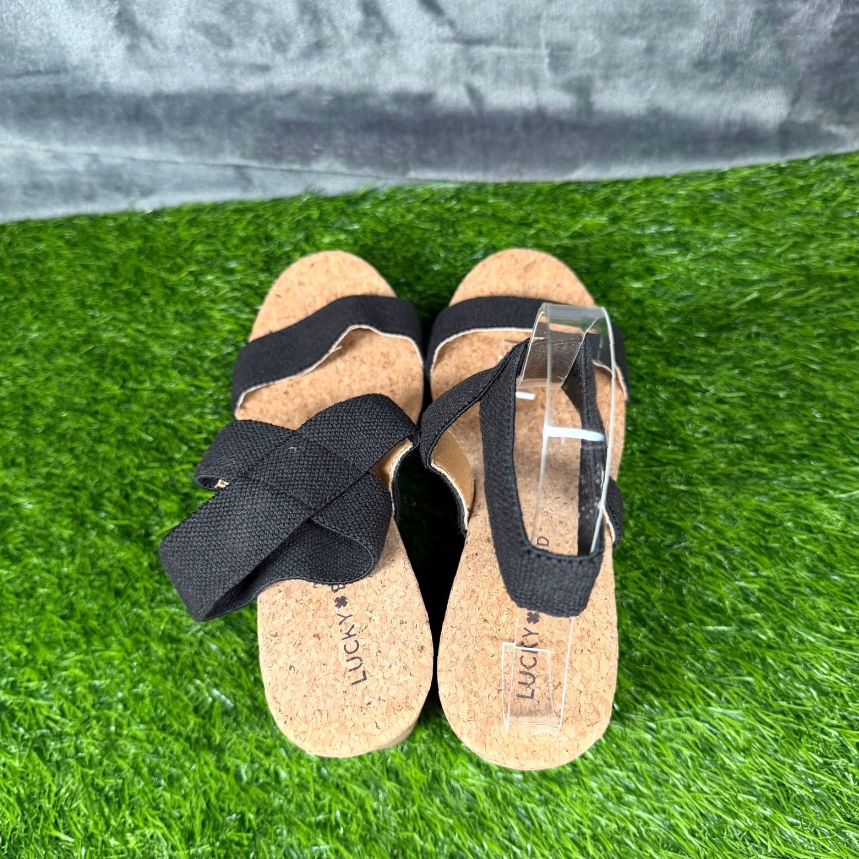 Lucky Brand Lucky Brand Sandal Women Wedge Ankle Strap Black Cork Platforms 8.5M Summer Strappy Size US 9 / IT 39 - 6 Thumbnail